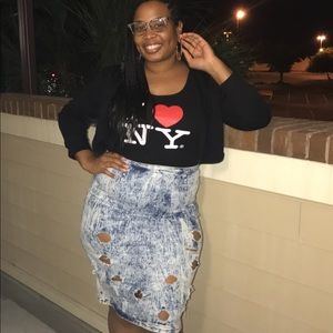 Denim Acid Wash Skirt